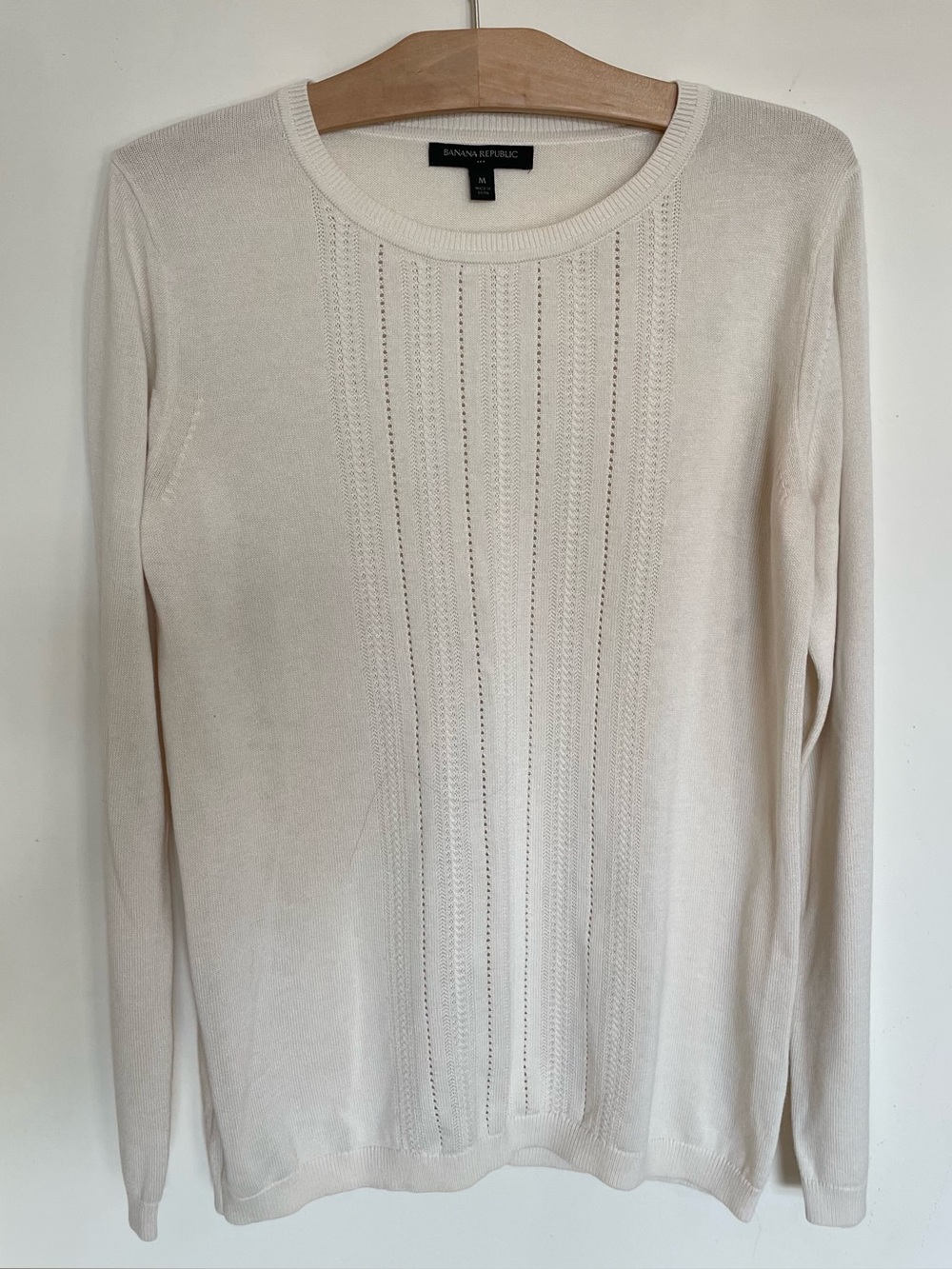Banana Republic Cream Pointelle Crew Sweater